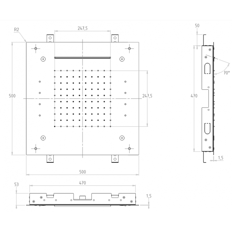Душ пита 500x500 мм с дистанционно командване DEMM 6426, хром - цена: 4,052.00лв.